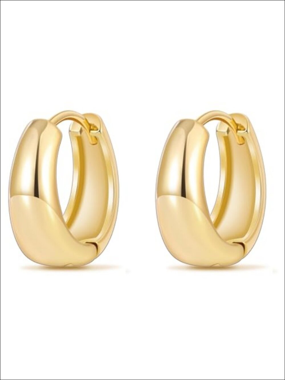 18k Gold Plated Chunky Hoop Earrings Huggie Lightweight Everyday Women